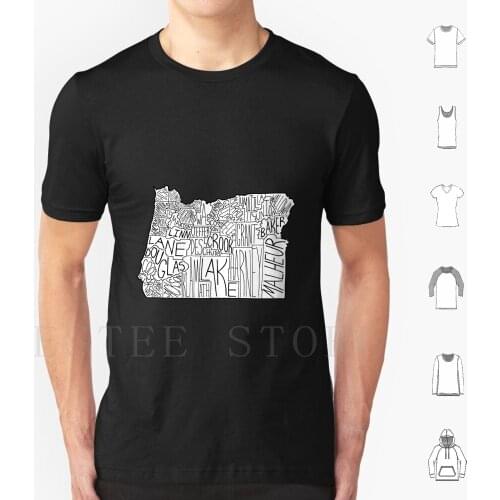 Oregon Map T Shirt Men Cotton 6xl Map Oregon State Countis Pattern West Coast West Pacific Pacific Northwest Northwest