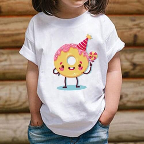 2020 New Kids T-shirt for Girl&Boy Baby Kids White Solid Tee Shirt Clothing for Girl Summer Children Top Clothes Donuts Shirt