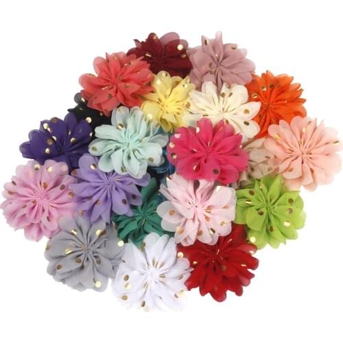 Puff Chiffon Flowers DIY Accessory Headwear Boutique Hair Accessories No Hair Bows Hairclip Wedding decoration flower 12pcs/lot