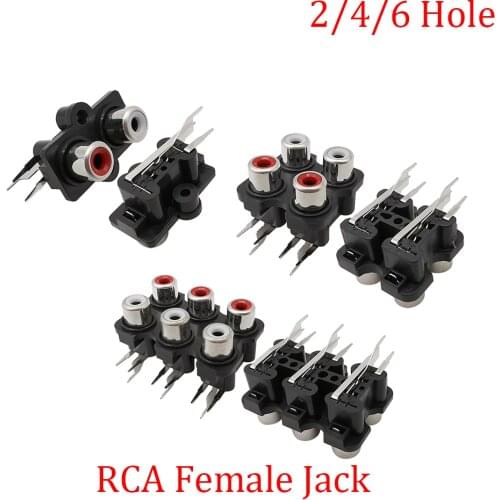 1/3/5Pcs RCA Female Connector 2/4/6Hole RCA Stereo Audio Video Jack AV Signal Input Socket Lotus Row Amplifier Interface Adapter