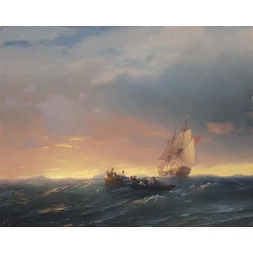 Russia Ivan Aivazovsky Sea seascape Vessels in a Swell at Sunset oil painting PRINT reproduction GOOD PRINT ART painting