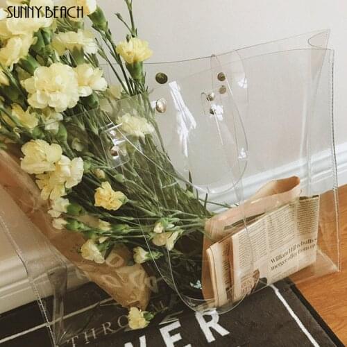 SUNNY BEACH Fashion PVC Top Handle Bag Women Transparent Handbag Clear Shopping Bag Fashion Beach Bag for Girls