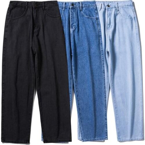 Light-Blue Blue Black-Gray MenS Wide-Leg Jeans Classic Style Fashion All-Match Loose Trend Denim Trousers Male Brand New Pants