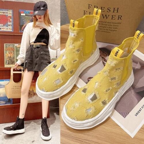 High top breathable canvas shoes 2021 summer new fashion comfortable street shooting Casual Short Boots womens shoes