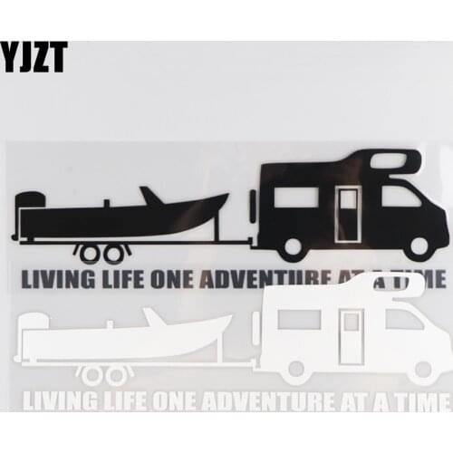 YJZT 22.9×7CM LIVING LIFE ONE ADVENTURE AT A TIME Car Sticker Vinyl Decal Black/Silver 4C-0539