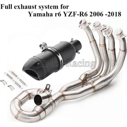 YZF-R6 Motorcycle Exhaust muffler Full system Front header Mid link Pipe Slip-on + Tail for Yamaha YZF R6 2006-2016 2017 2018