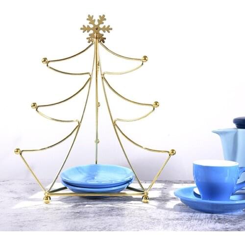Christmas Tree Shape Iron Mug Holder Countertop Mug Tree Bar Accessory