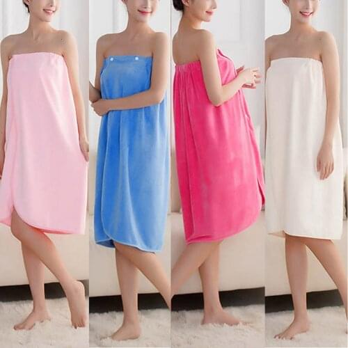 Womens Spa Wrap Pure Color Cover Up Tower Gown Beach Swimming Spa, Shower, Bath and Gym Towel with Snaps