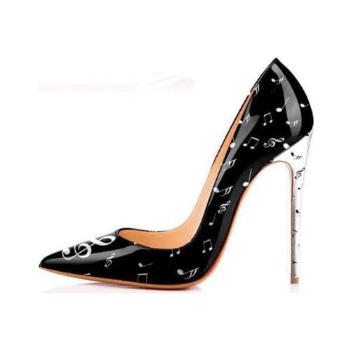 Moraima Snc Newest Women High Heel Shoes Musical Note Lady Elegant Pumps Fashion 12cm Stilettos Pointed Toe Party Dress Heels