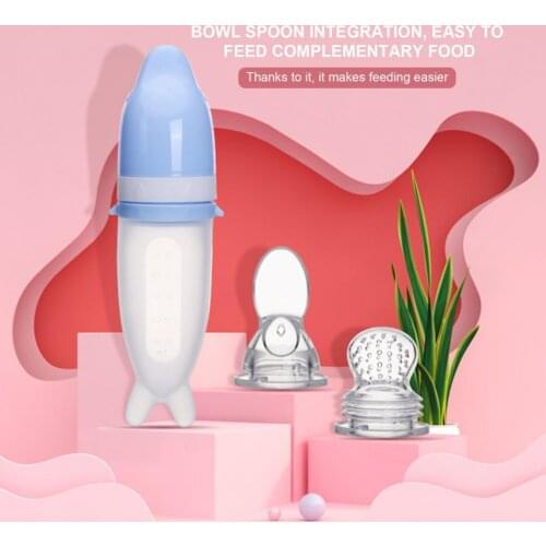 1 Set 50ml Spoon Bottle with Pacifier Multifunctional Food Grade Silicone Baby Food Dispensing Spoon Baby Supplies pour enfants