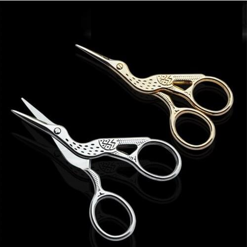 1pc Retro Gold Silver Classic European Cross Stitch Scissors Sewing Handicraft DIY Office Home Tool Crane Vintage Tailor Scissor