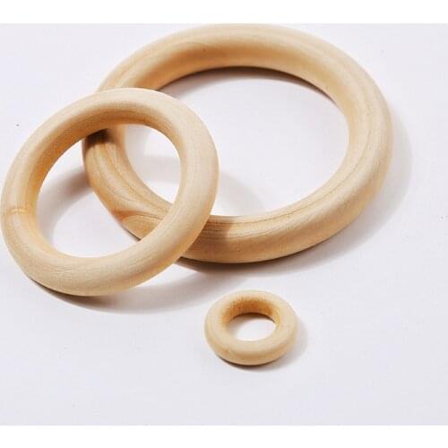 10pcs 15-100mm Natural Wood Circle DIY Crafts Embellishment For Wooden Ring Children Kids Teething Wooden