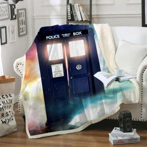 3D Doctor Who Decke Sherpa Fleece Bettdecke Decke Vintage Bettwasche Platz Picknick Wolle Weiche Decke