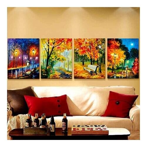 4 Abstract Landscape Wall Art Pictures Palette Knife Oil Painting Reproduction Prints 4 Piece Canvas Art Artwork Dropshipping