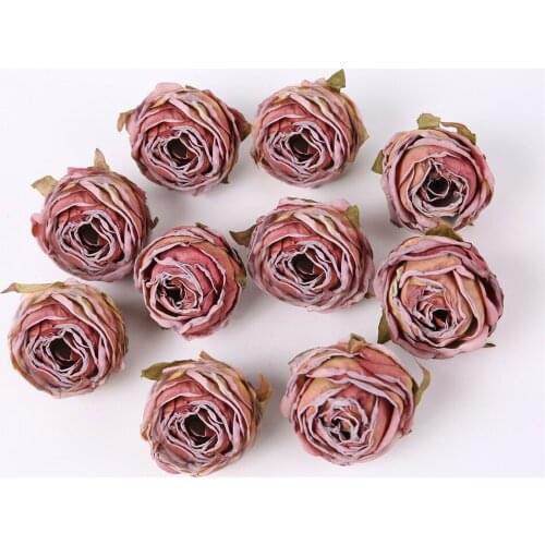 5PCS Artificial Silk Rose Flowers Head Burnt Edge Rose Fake Flower DIY Wedding Decorations Home Crafts Scrapbook Accessories