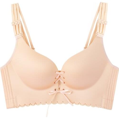 Big size bra plus size bra gathered thin smooth pull B strap no steel ring underwear