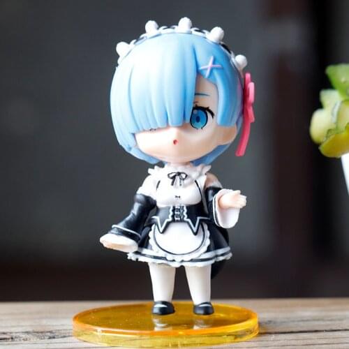 Anime RE ZERO Figure Q Cute Rem Ram Emilia PVC Action Collection Figure Big Model Gift 10cm Collectible Toys Girls Kids Gift