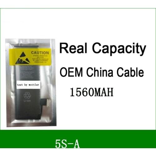 10pcs/lot Real Capacity China Protection board 1560mAh 3.7V Battery for iPhone 5S 5GS zero cycle replacement repair parts 5S-A