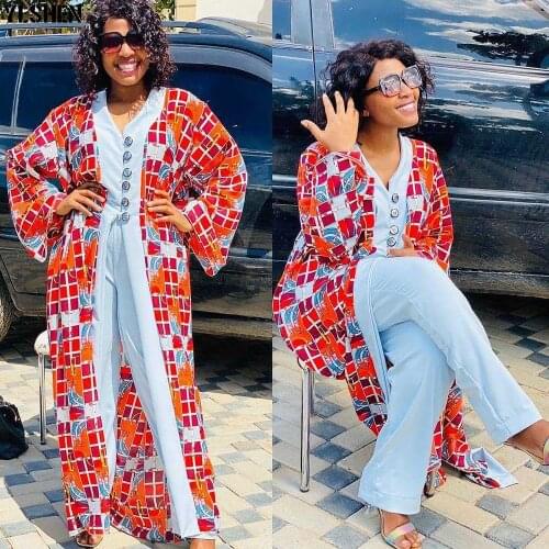 2 Two Piece Set Fall Clothes African Dresses for Plus Size Women Clothing Vetement Femme 2021 Dashiki Dress Pants Sets Vestidos