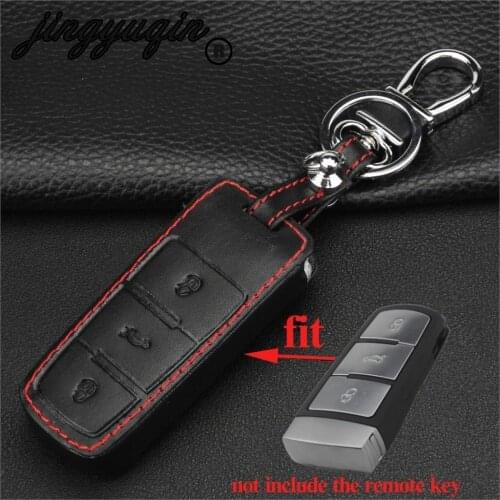 Jingyuqin 3 Button Key Cover Leather Case For Volkswagen CC Passat B6 B7 Passat 3C CC Maogotan R36 B5 B7L Auto Accessories