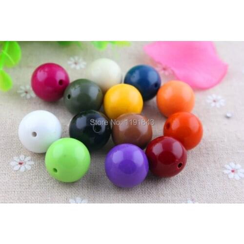 Kwoi vita Dark Mixed Colorful Color Chunky 20MM 100pcs A lot Acrylic Solid Gumball Beads for Bubble Chunky Little Girl Jewelry