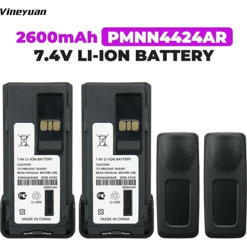 PMNN4424AR Li-ion Battery for Motorola APX 4000 APX 3000 APX 1000 APX 2000 Two Way Radio Battery with Belt Clip- 2 Pack