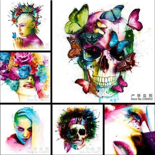 5D Diy Diamond Painting Set Butterfly Skeleton Woman Cross Stitch Diamond Mosaics Portrait Painting Square Drill Full Rhinestone