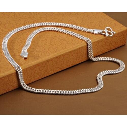 New Pure Solid 999 Fine Silver Necklace Thick Curb Link Chain Necklace