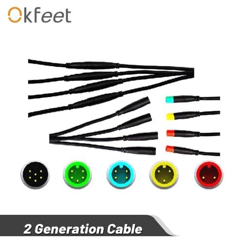 Okfeet Julet 2 3 4 5 6 Pin 2 Generation Waterproof Cable Electrical Bicycle Ebike Extension Cable Connector for Ebike Parts
