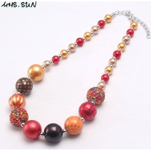 MHS.SUN Baby Girls Beads Chunky Necklace Fashion Design Child/Kids Bubblgum Necklace For Thanksgiving Day Party Charming Jewelry