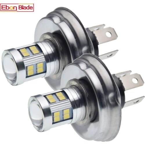 Pair DC 6V 10-30V P45T R2 2835 LED Motorcycle Headlight Bulb 6500K Moto Bixenon hi/lo Beam Light Scooter ATV Motobike Head Lamp