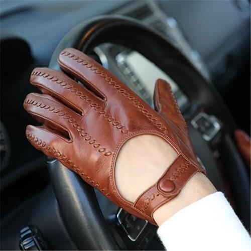 2020 Spring Autumn Sheepskin Gloves Male Locomotive Driving Genuine Leather Fashion Woven Men Gloves Thin Unlined M063N-4