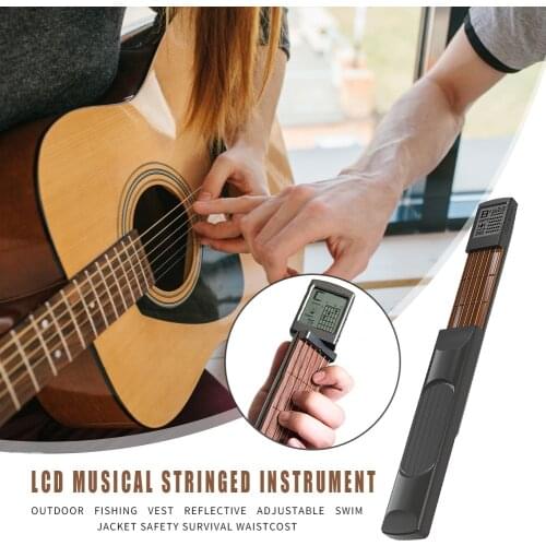 Portable Guitar Chord Beat Trainer 6 Fret Pocket-Guitar with Screen Display LCD Musical Stringed Instrument Guitar Parts