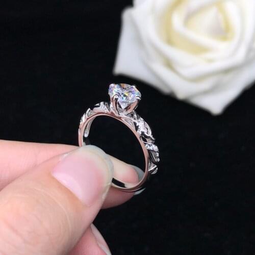 Superb 2Ct 8.0mm D Color Moissanite Engagement Ring AU585 14K White Gold Ring Top Quality Wedding Jewelry