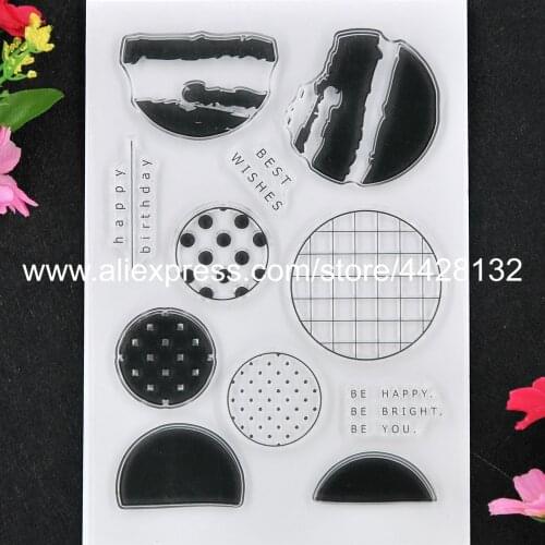 Best Wishes Happy Birthday Be Happy Bright Circle Round Scrapbook photo cards rubber stamp clear stamp transparent stamp 9061408