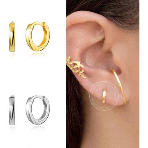 925 Sterling Silver Ear Buckle Ladies 9mm/11mm Hoop Earrings Round Gold/Silver Jewelry Wholesale Birthday Gifts