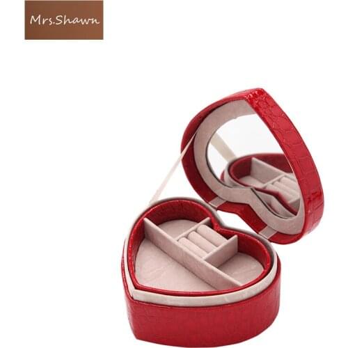 Mrs.Shawn Wedding storage box crocodile pattern leather creative jewelry box pu heart-shaped jewelry small jewelry box