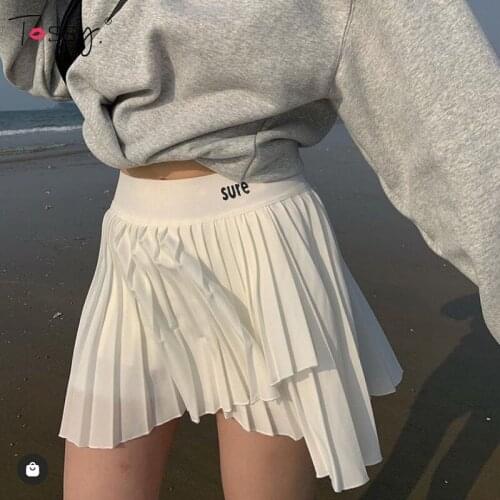 Tossy White Pleated Mini Skirts High Street Embroidery Letter Casual Short Skirt Women Summer Beachwear Preppy-Style 90s Y2K
