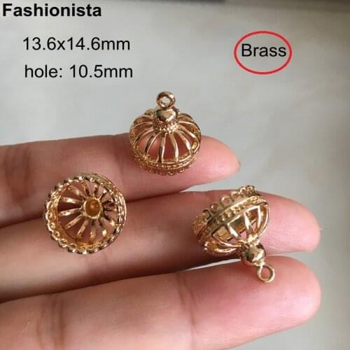 10 pcs -Brass Casted Crown Tassels Caps 13.6x14.6mm with 10.5mm Hole,Gold Metal Necklace End Tip Bead Caps DIY Fashion Jewel - A