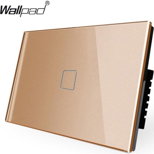 118*72mm Gold 1 2 3 Gang Touch ON OFF Light Switch Glass Frame Wallpad 1 Way 2 Way Smart Wall Switch for AU US
