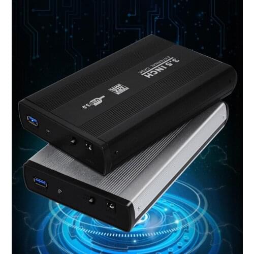 3.5 inch SATA to USB3.0 HDD Case 5Gbps Hard Disk Case External Hard Drive Enclosure Box with EU Power Adapter for PC Computer