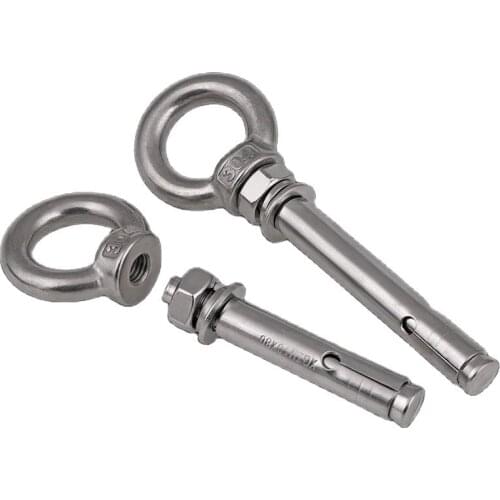 304 stainless steel expansion screw hook eyebolt expansion bolt loop swing hook M6 M8 M10-M20 1pcs