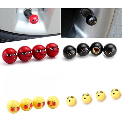 4Pcs Round Ball Tire Valve Tyre Cover Creativity Cute Dust Theftproof Decorative Bicycle Caps Universal Motorcycle Parts Tools