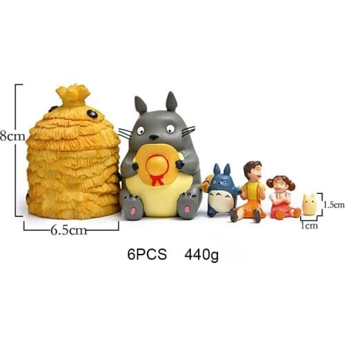 6PCS/Lot Hot Anime Totoros with Friends Haystack Cartoon Mini Figures Toys Fairy Garden Landscape Figurines Models Doll for Kids