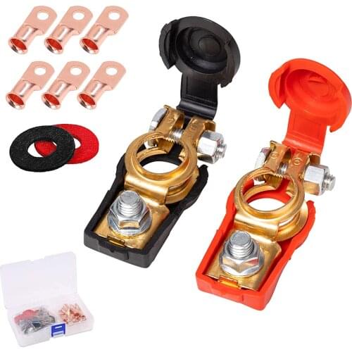 Spurtar Car Copper Battery Terminal Clamps Battery Cable Terminal Connectors with Pure Copper Cable Lug