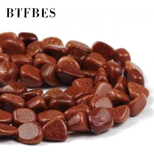 BTFBES Gold Sand Stone beads Natural Stone Irregular Gravel Scattered beads for Handmade bracelet Jewelry making DIY Wholesale