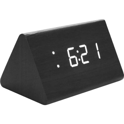 LED Digital Alarm Clock Temperature Alarm And Date Functions Voice-Activated Electronic Wooden Alarm Clock For Home Decor