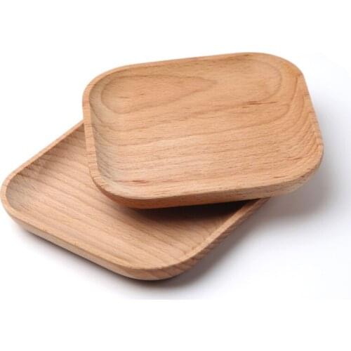 Household Wooden Coaster Tray Round Square Snack Storage Simple Retro Fruit Plate Placemat Portable Home Storage Supplies