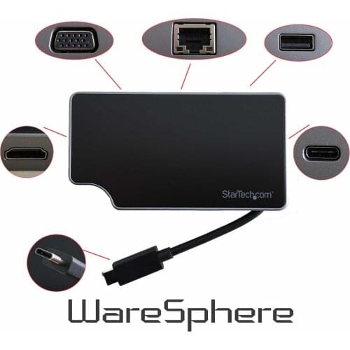 5 in 1 USB C Docking Station Adapter to 4k HDMI VGA RJ45 GBE USB 3.0 for Laptop Phone USB Type C Devices