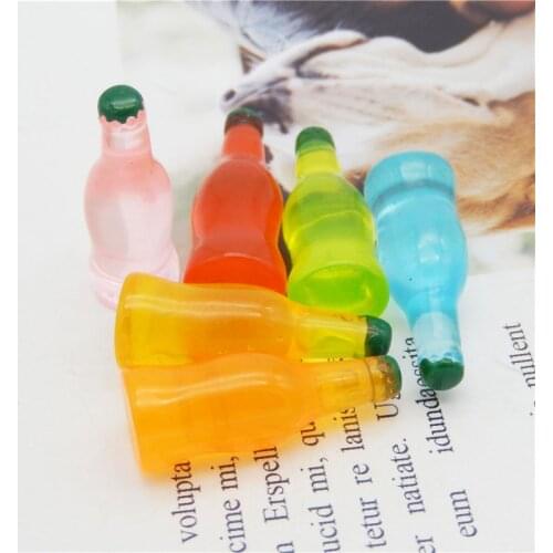 Julie Wang 10PCS Resin Drink Bottle Charms Soda Random Solid Color Artificial Beverage Pendants Jewelry Making Accessory